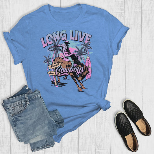 T-Shirt pour Femme Western Summer Vacation Long Live Cowboys