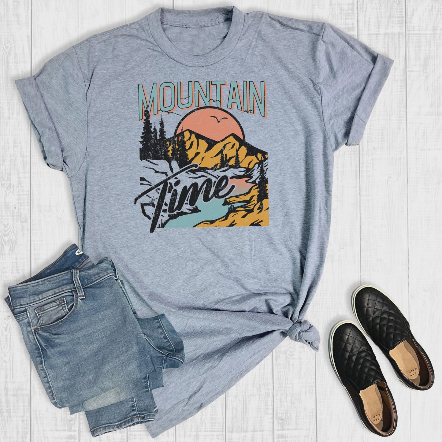 T-Shirt pour Femme Western Mountain Time THE WAY DOWN SOUTH, Gris