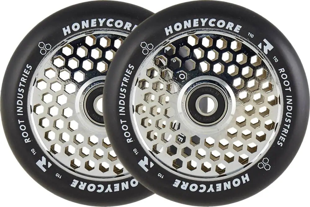 Roues Trottinette Freestyle Pack de 2 ROOT Honeycore Noir 110mm