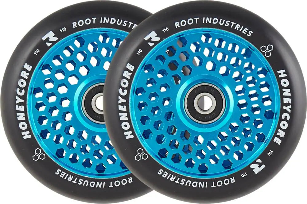 Roues Trottinette Freestyle Pack de 2 ROOT Honeycore Noir 110mm