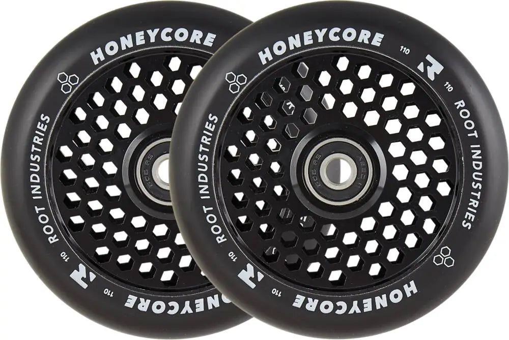 Roues Trottinette Freestyle Pack de 2 ROOT Honeycore Noir 110mm