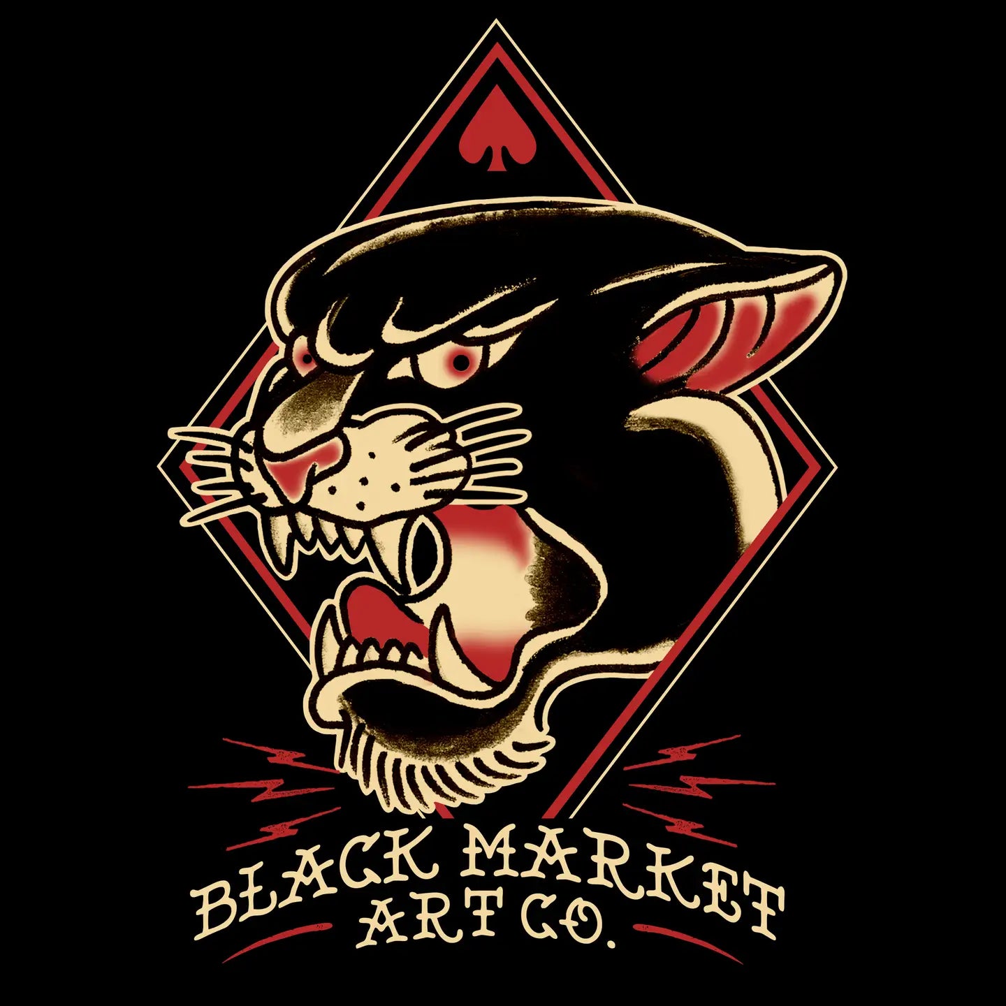 T-Shirt pour Hommes BLACK MARKET Panther, Black