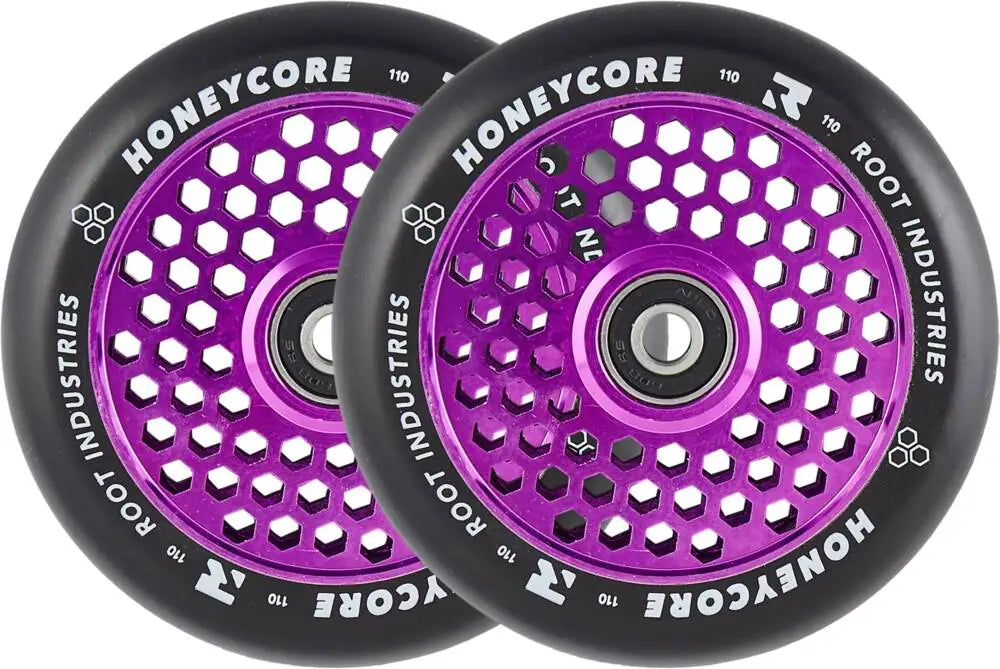 Roues Trottinette Freestyle Pack de 2 ROOT Honeycore Noir 110mm