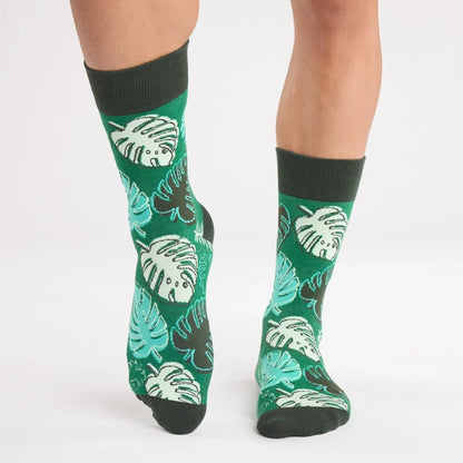 Chaussettes longues amusantes unisexes en coton sans couture KYLIE CRAZY Monstera