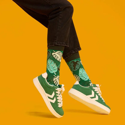 Chaussettes longues amusantes unisexes en coton sans couture KYLIE CRAZY Monstera