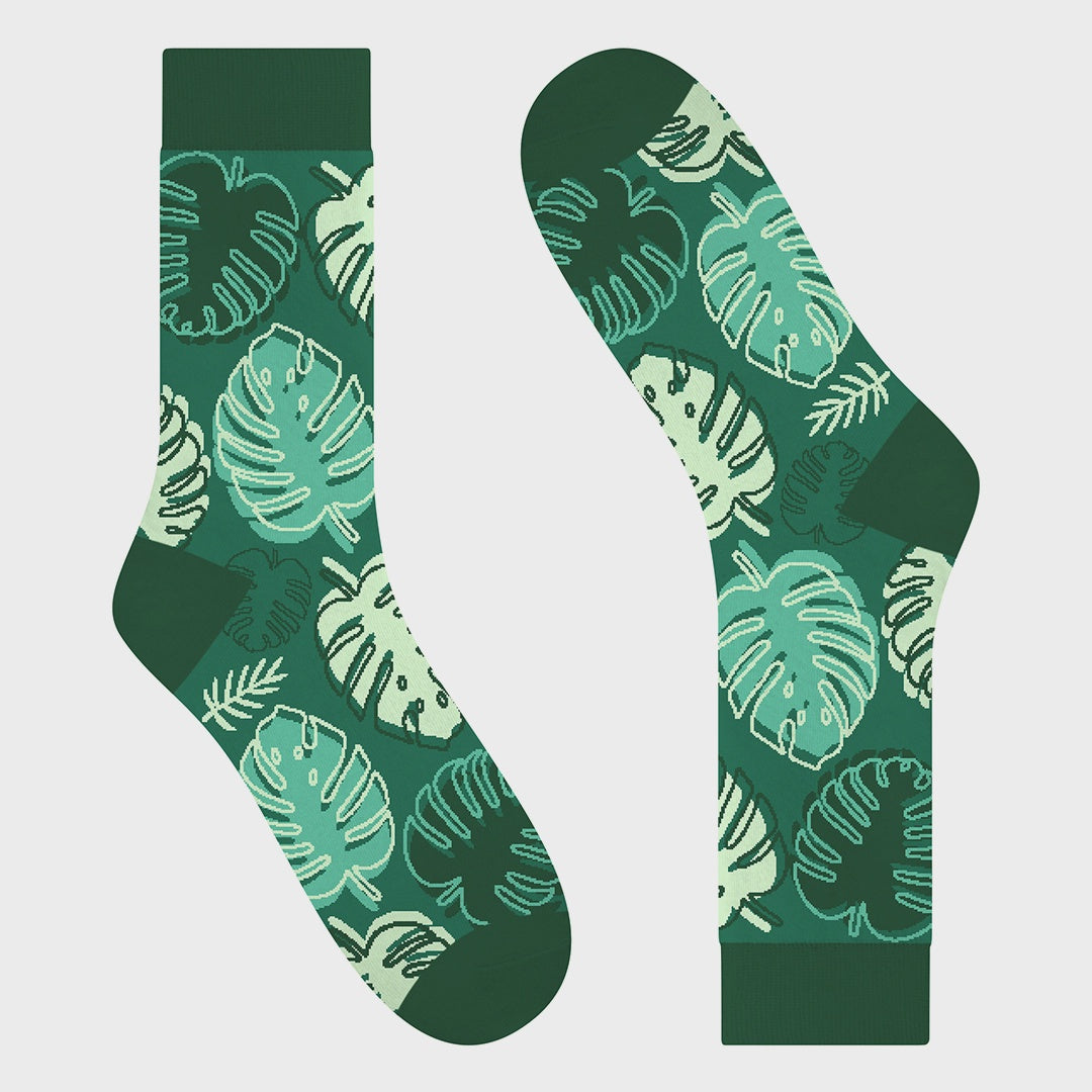 Chaussettes longues amusantes unisexes en coton sans couture KYLIE CRAZY Monstera