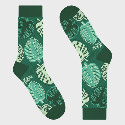 Chaussettes longues amusantes unisexes en coton sans couture KYLIE CRAZY Monstera