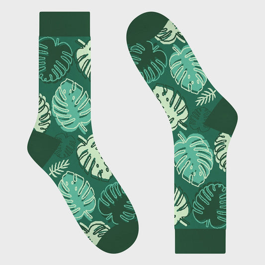 Chaussettes longues amusantes unisexes en coton sans couture KYLIE CRAZY Monstera