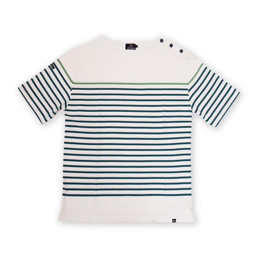 T-shirt marinière Transat, manche courte, Blanc / Menthe / Libellule