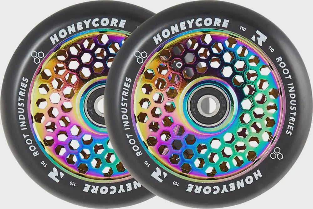 Roues Trottinette Freestyle Pack de 2 ROOT Honeycore Noir 110mm