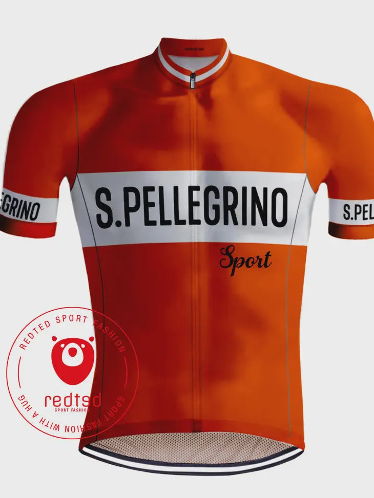 Maillot de cyclisme rétro San Pellegrino Orange - REDTED