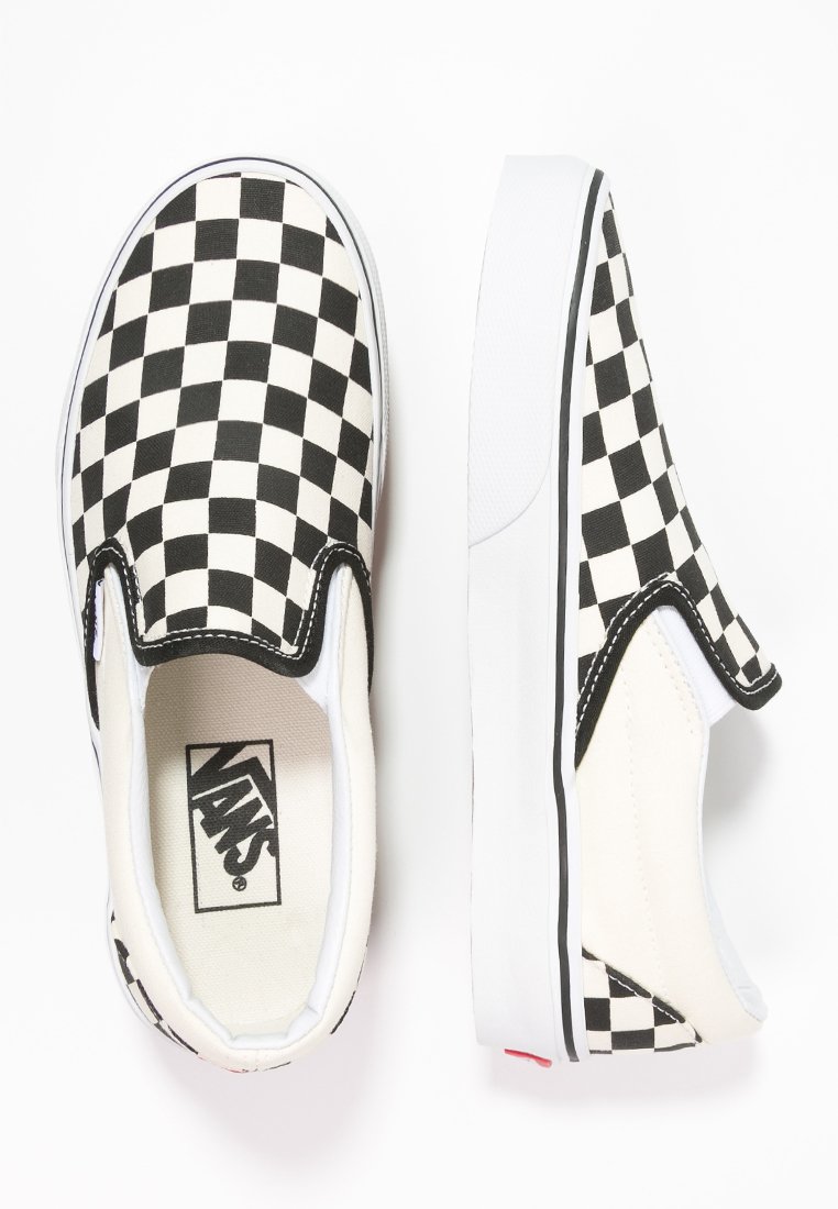 slip on white and black vans